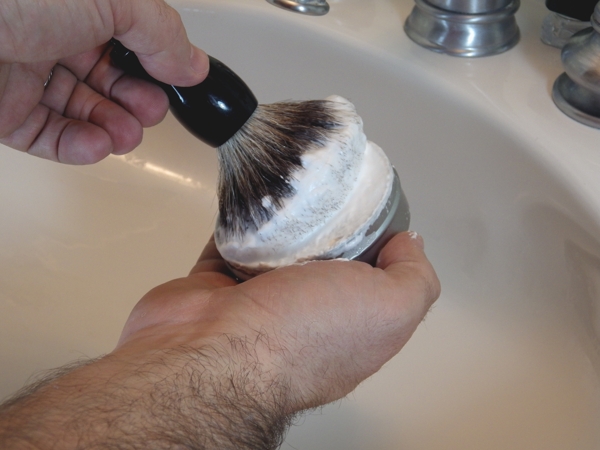 Loading the shaving brush with soap