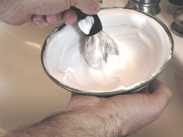 Whipping up shaving soap lather